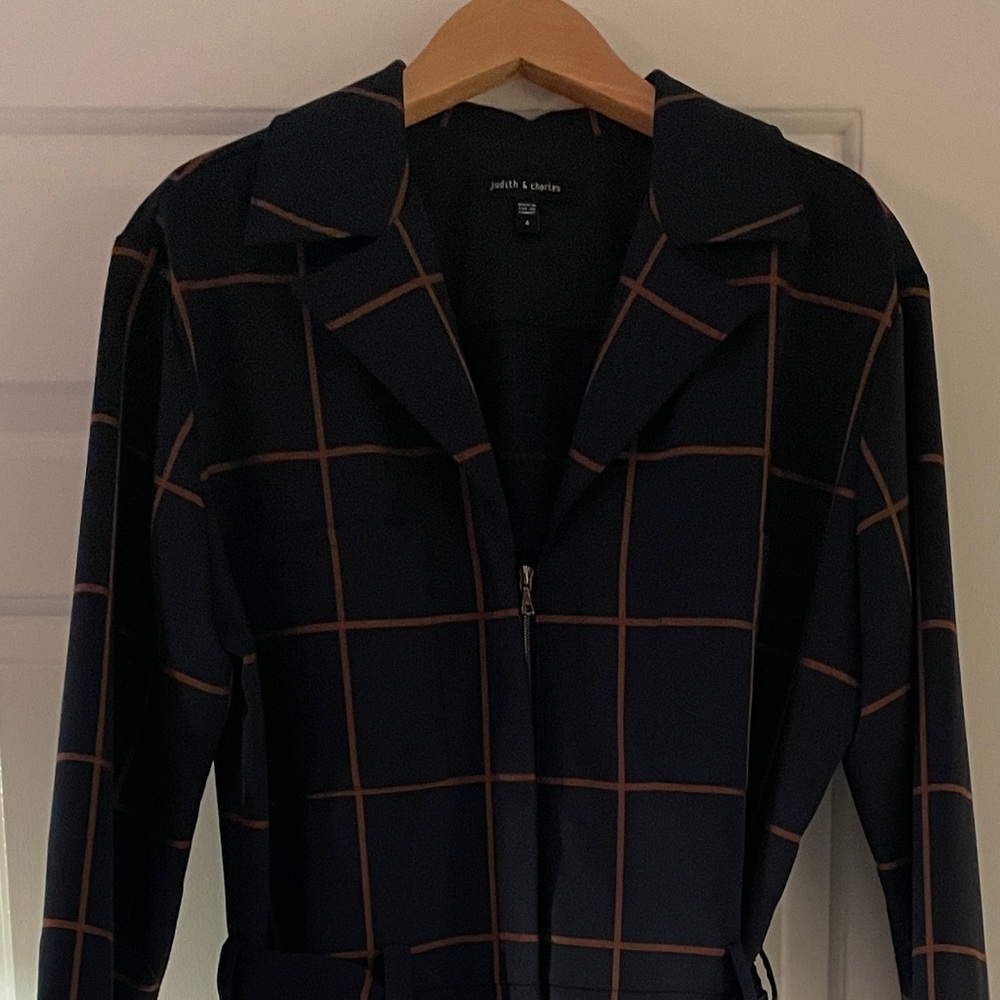 Judith & Charles Navy Checkered Blazer